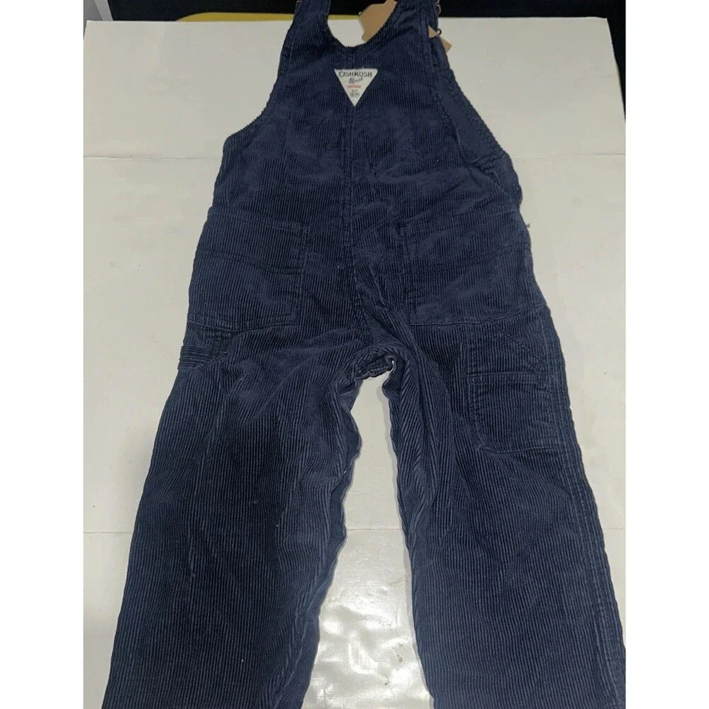 Vintage OSHKOSH B'GOSH navy Blue Corduroy Bear Print Overalls Kids 24 Months